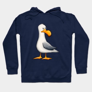 Funny Cartoon Seagull Cute Water-Bird Illustration Hoodie